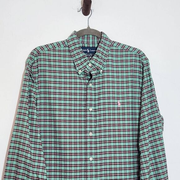 Ralph Lauren Pink and Green Plaid Button Down Shirt Size Large Custom Fit - Picture 3 of 10